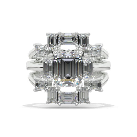 Art Deco Baguette Moissanite Double Ring Insert  14K White Gold
