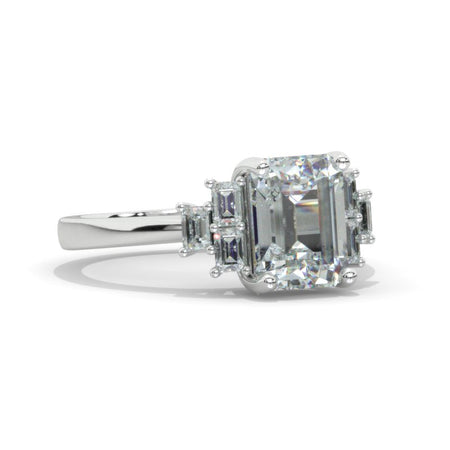 3 Carat Giliarto Emerald Cut Moissanite Seven-Stone  Engagement Ring