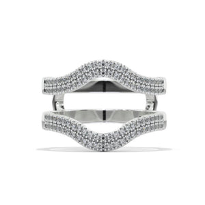 Curved Double Band Pavé Moissanite Ring Insert In 14K White Gold