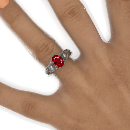 14K Black Gold Oval Ruby Celtic Engagement Ring