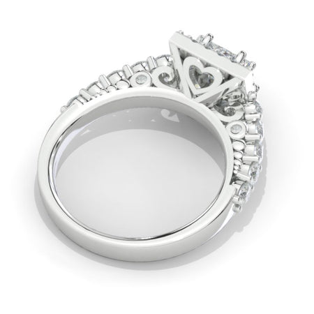 1.5 Carat Princess Cut Moss Agate Halo Gold Engagement Ring