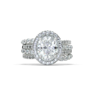 4Ct Moissanite Halo Engagement Vintage Ring, Oval Shape Cut Moissanite Engagement Ring, 14K White Halo Gold Ring