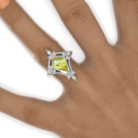 2.5 Carat Kite Yellow Sapphire Engagement Ring. 2.5CT Fancy Shield Shape Unique  Yellow Sapphire Ring Model 1164-12x8