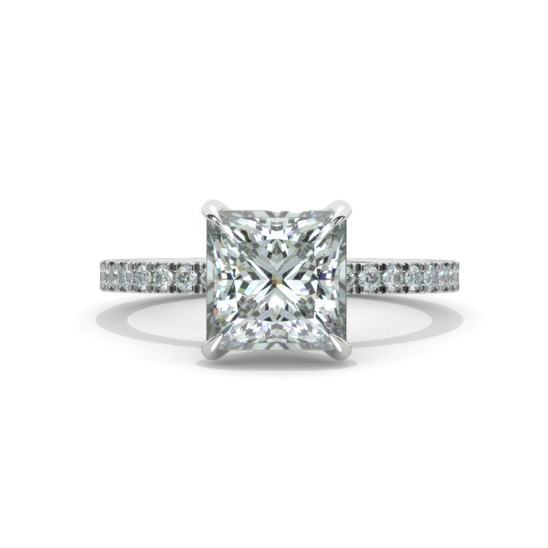 Classic 3 Carat Giliarto Moissanite Princess Cut Engagement Gold Ring