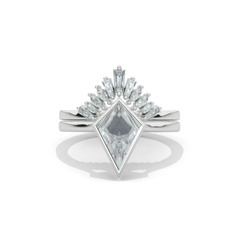 2.5 Carat Kite LAB-Grown Diamond  Engagement Ring. 2.5CT Fancy Shield Shape LAB-Grown Diamond Ring Set Redesigned Model 791-12x8