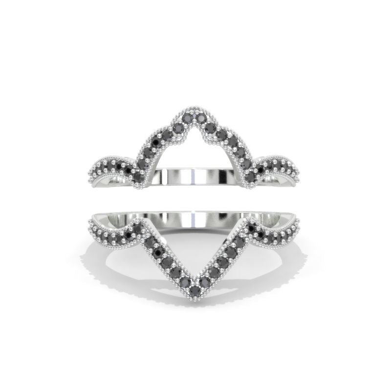 Giliarto Curved  Gold Black Moissanite Wedding Band for Model 970H2