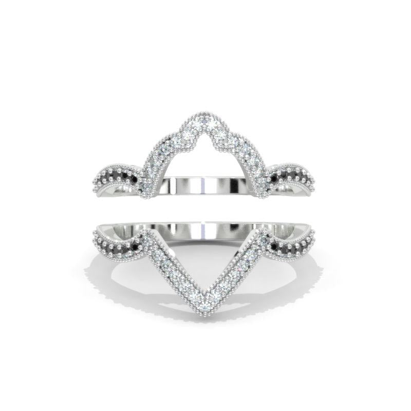 Giliarto Curved  Gold Colorless and Black Moissanite Wedding Band for Model 970H2