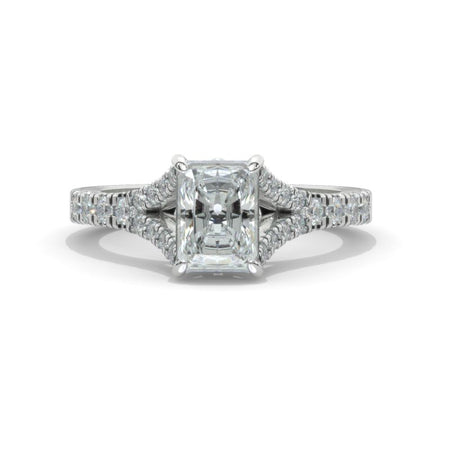 2Ct Emerald Step Cut Moissanite Gold Engagement Split Shank Ring