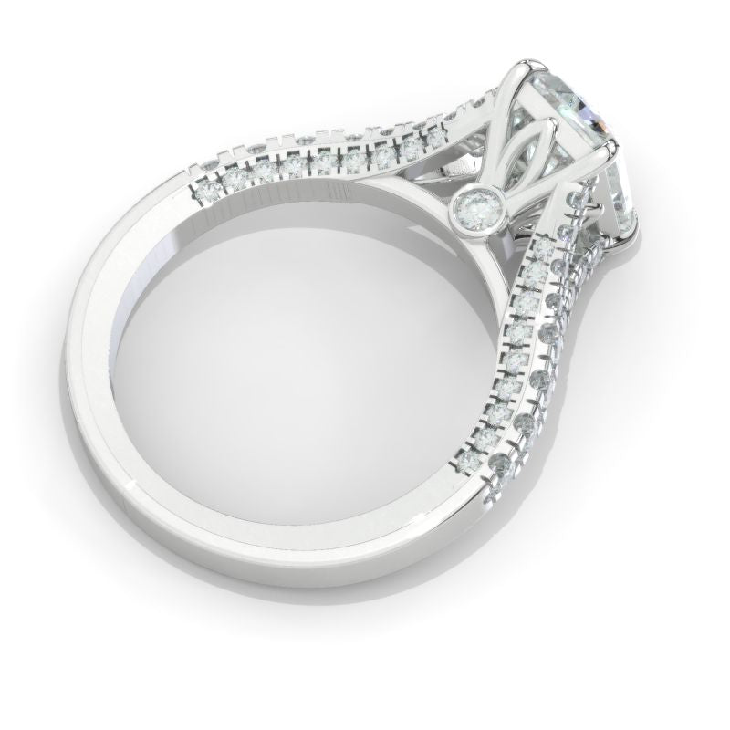 2Ct Emerald Step Cut Moissanite Gold Engagement Split Shank Ring