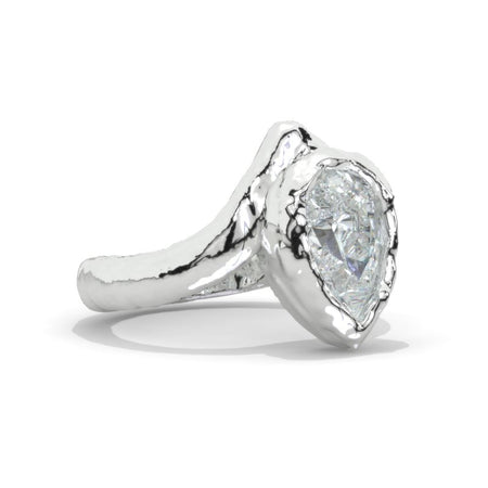 3 Carat Pear Moissanite Liquid Gold Giliarto  Engagement Ring