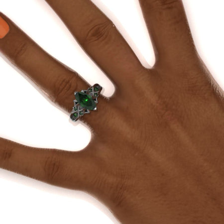 1.5 Carat 14K Black Gold Emerald Celtic Engagement Ring Model 1312