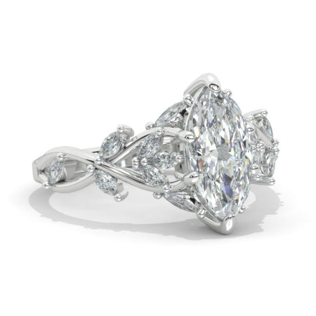 14K White Gold 2 Carat Marquise Cut Moissanite Celtic Engagement Ring Model 1339