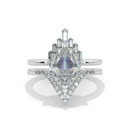 V - Shaped Moissanite Stackable Ring Model 416 E