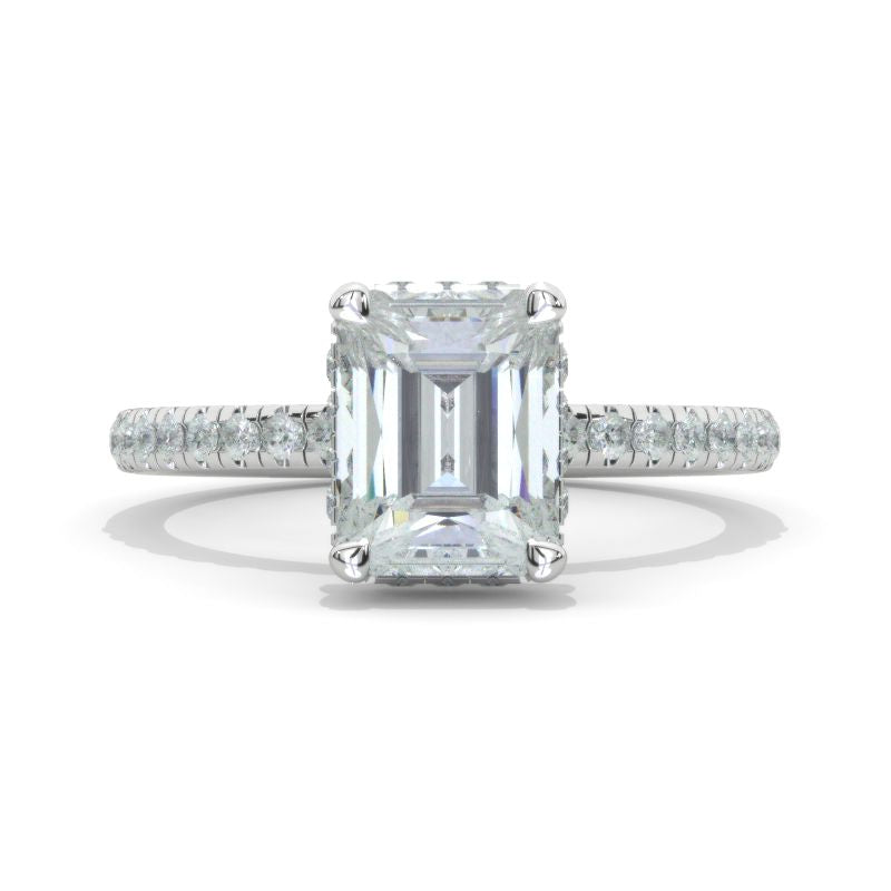 3 Carat Giliarto Radiant Cut Moissanite Hidden Halo Classic Engagement Ring