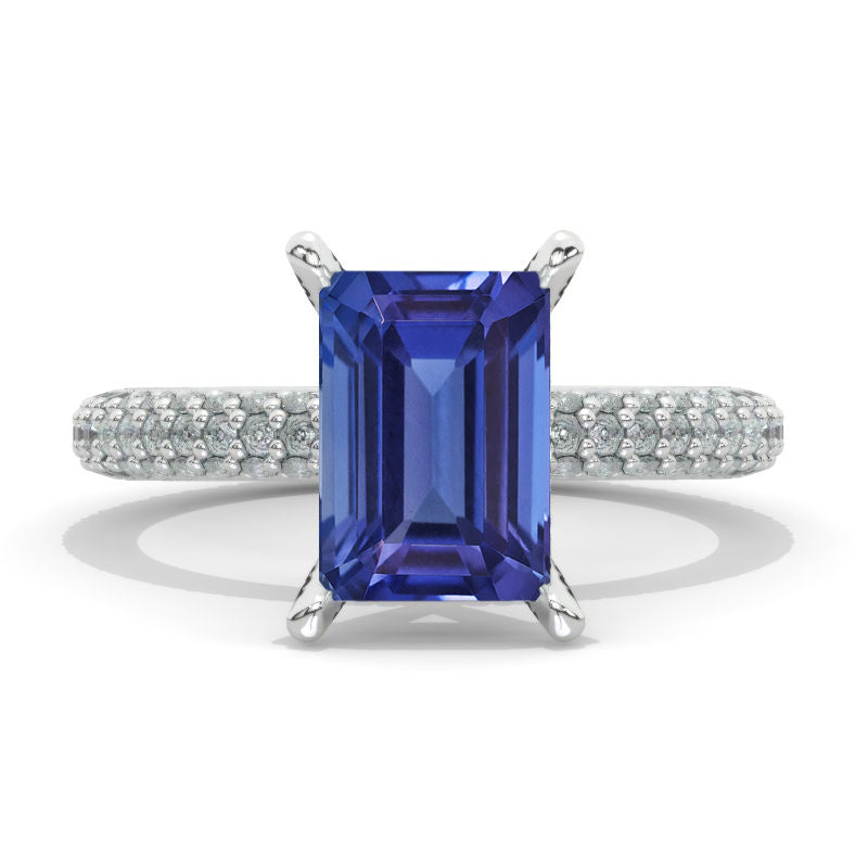 Carat Radiant Natural Genuine Tanzanite Hidden Halo Royal