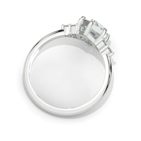 14K White Gold 3 Carat Hexagon London Blue Topaz  Halo Engagement Ring, Model 1344-10x6 (Copy)