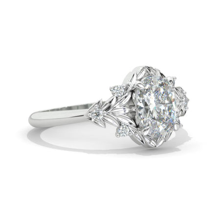 14K White Gold 1.5 Carat Marquise Cut Moissanite Floral Twig Engagement Ring Model 1376