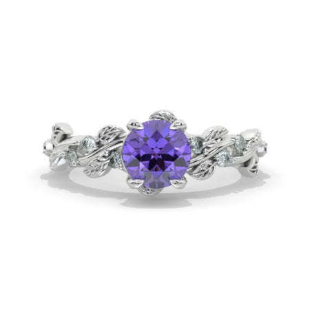 Lavender Purple Sapphire Floral White Gold Engagement Ring