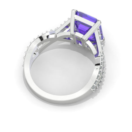 4Ct Alexandrite Engagement Ring Radiant Cut Alexandrite Gold Engagement Ring  Molde 1420