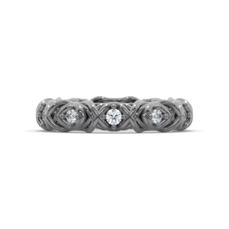 LAB-Grown Diamond Celtic Eternity Ring  Black Rhodium Plated Gold Band