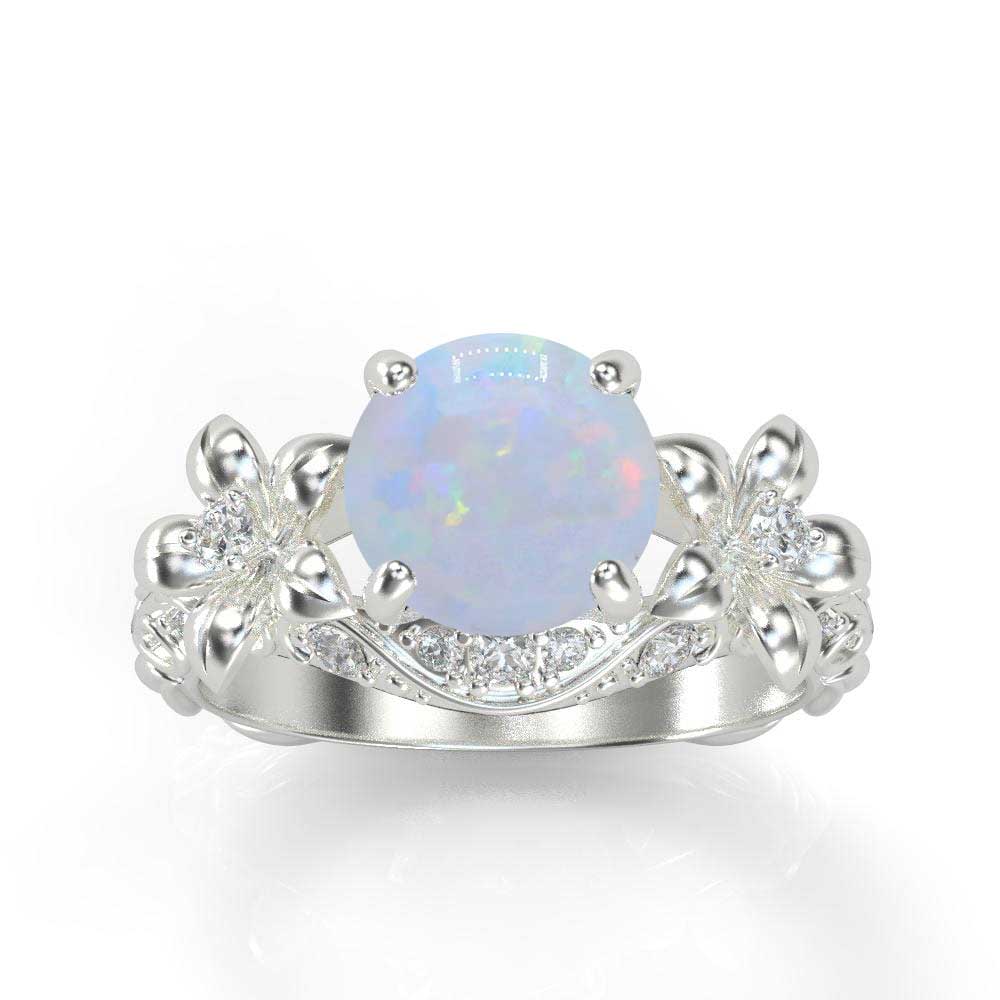 2.0 Carat  White Opal Engagement Ring