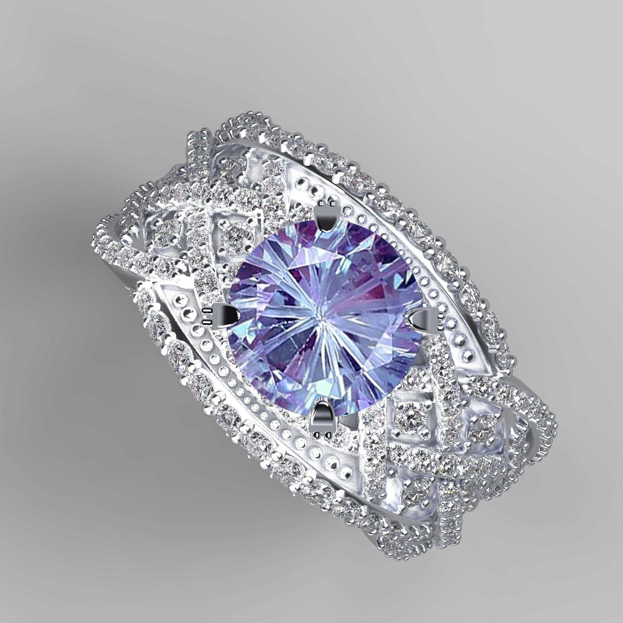 Infinitely Yours Fireworks Cut Alexandrite Diamond Engagement Ring