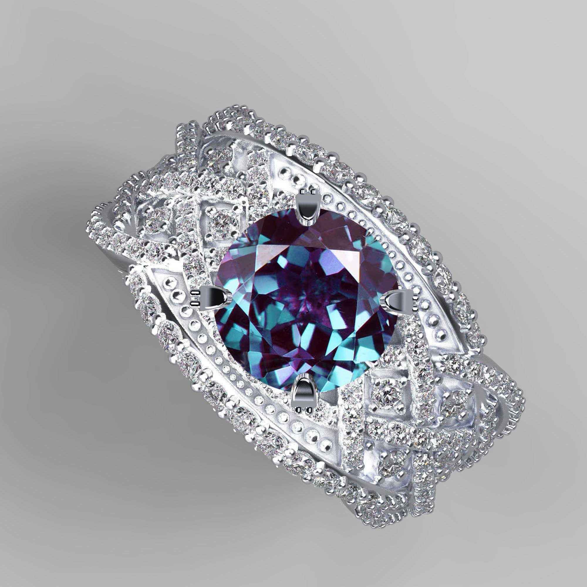 Infinitely Yours Alexandrite Diamond Engagement Ring