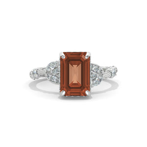 3.5 Carat Emerald Cut Hidden Halo Zultanite Eternity Floral Shank Engagement Ring 14K White Gold  Ring Model 1224