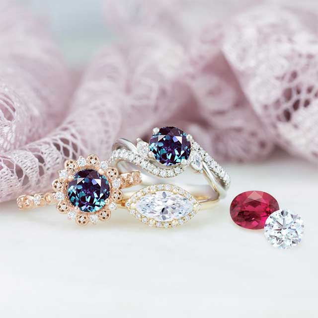 14K White Gold  6 mm Forever One Alexandrite Center Stone Round Halo Engagement Ring