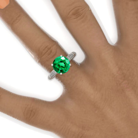 14K White Gold 2 Carat Emerald Engagement Ring