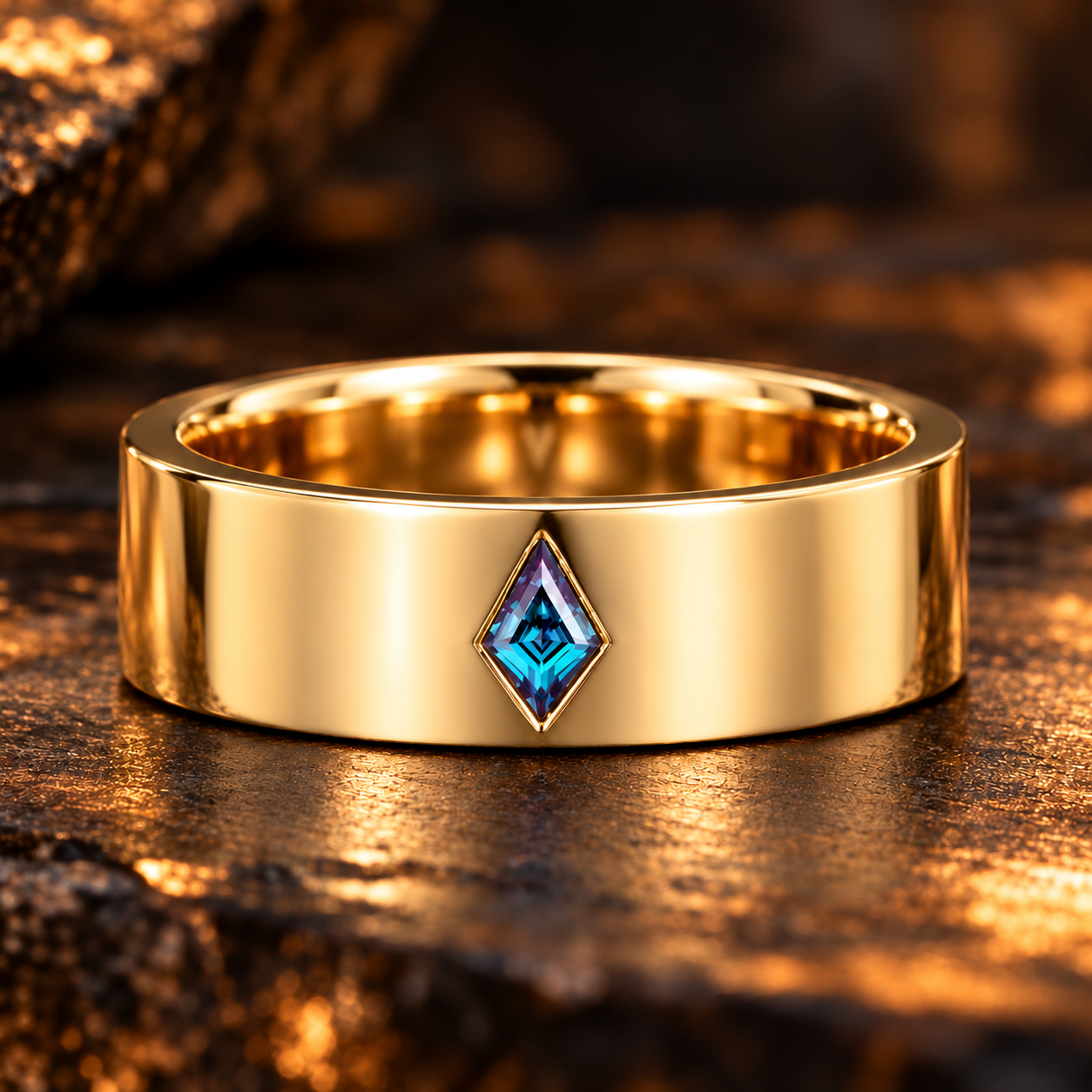 Lab-Grown Alexandrite Kite Ring in 14K White Gold | Model 6mm
