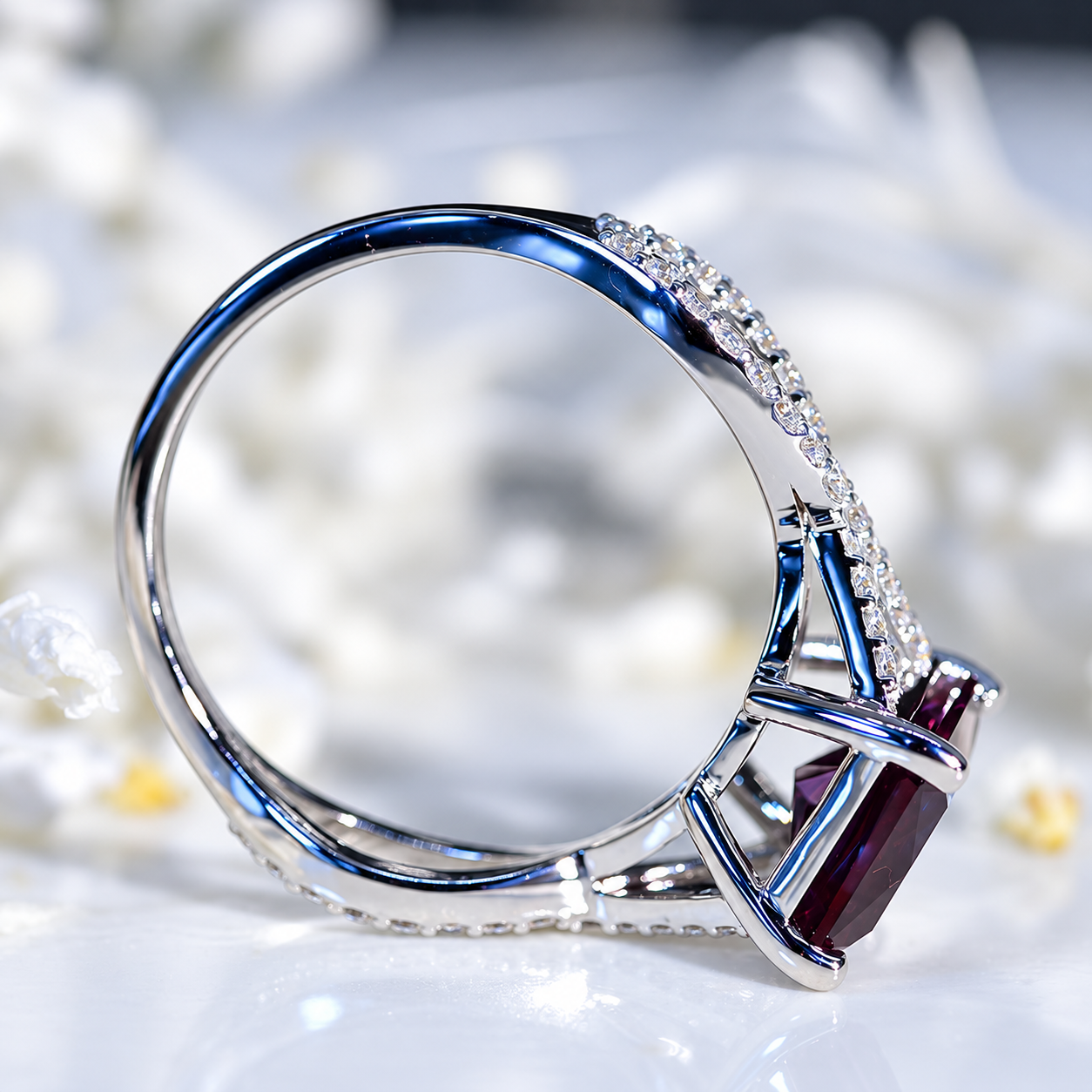 4Ct Alexandrite Engagement Ring Radiant Cut Alexandrite Gold Engagement Ring  Molde 1420