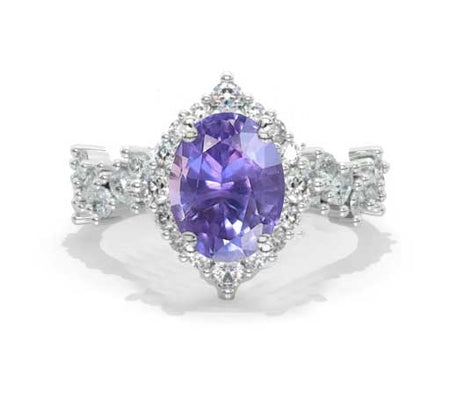 3Ct Purple Sapphire Engagement Ring Halo Oval Cut Purple Sapphire  Engagement Ring Model 572-10x8 Oval V2