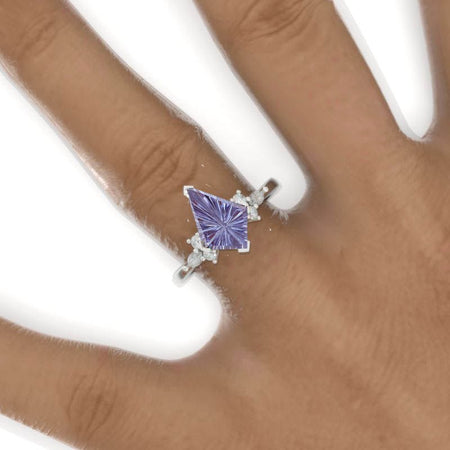 3 Carat Kite Fireworks Cut Alexandrite Engagement Ring. 3CT Fancy Shape Fireworks Cut Alexandrite Ring