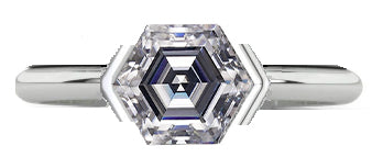 4 Carat Hexagon Half Bezel Set Quartz Platinum Ring
