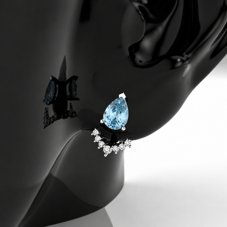 2.4 TCW Aquamarine  Diamond Earrings Model 149