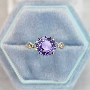 Giliarto 2 Carat Purple Sapphire Stone 14K White Wedding Gold Ring