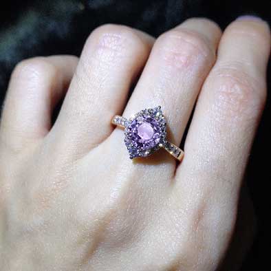 3 Carat Round Purple Sapphire Halo Gold Engagement Ring