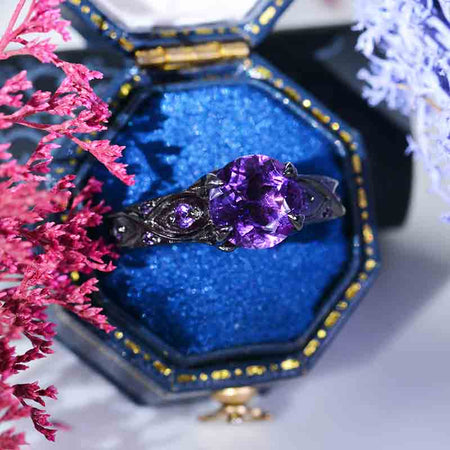 14K Black Gold 2 Carat Amethyst Celtic Engagement Ring