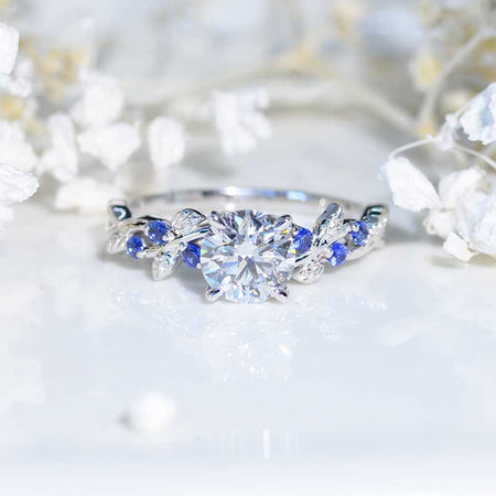 2 Carat  Moissanite Diamond  Floral  White Gold Engagement  Ring