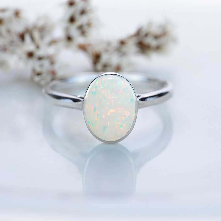 3 Carat Oval Emerald White Opal Set Gold Platinum Engagement Ring