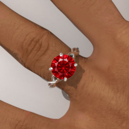 3.0 Carat Ruby Lattice White Gold Engagement Ring