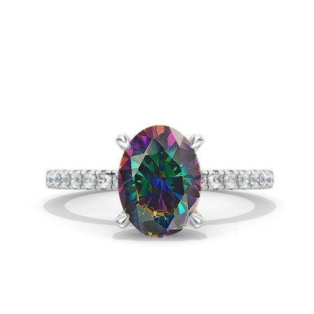 2 Carat Oval Cut 9x7mm Mystic Topaz White Gold Engagement Ring