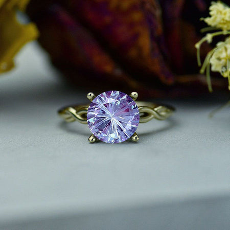 5 Carat Fireworks cut Alexandrite Stone 14K White Gold Ring