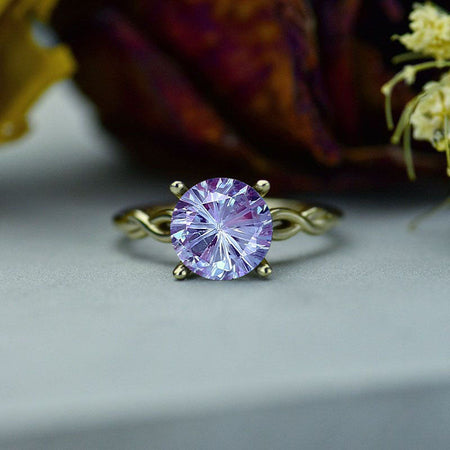 4 Carat Fireworks Cut Alexandrite Stone 14K White Gold Ring