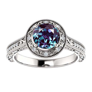 14K Gold 6.5mm Round Alexandrite 1/4 CTW Alexandrite Engagement Ring