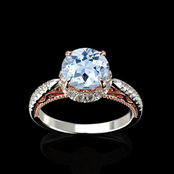 Genuine Natural Aquamarine Adara Gold Ring