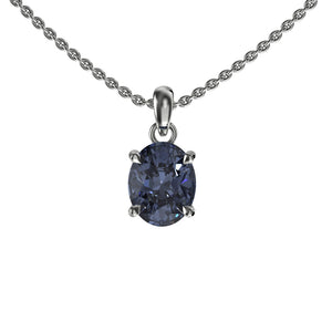 3 Carat Oval Gray Moissanite Gold Pendant with Chain