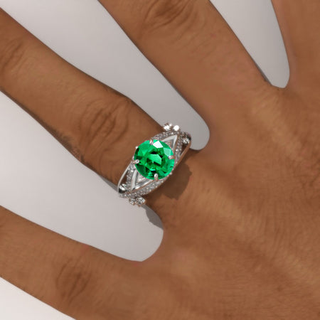 2.0 Carat Emerald Accented Classic Engagement Ring Model 301