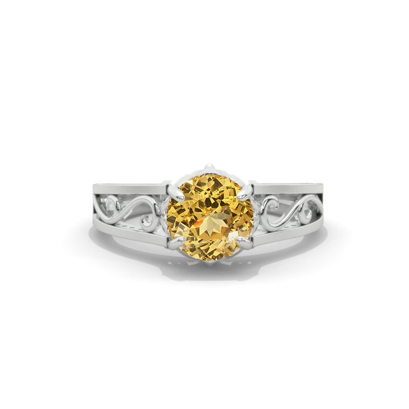 Ascella 2.6 Carat Genuine Yellow Citrine White Gold Engagement Ring